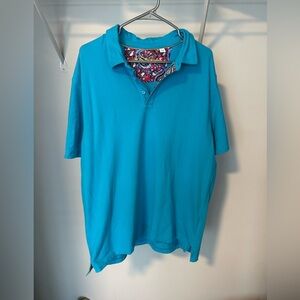 Robert Graham Blue Polo with Paisley Collar